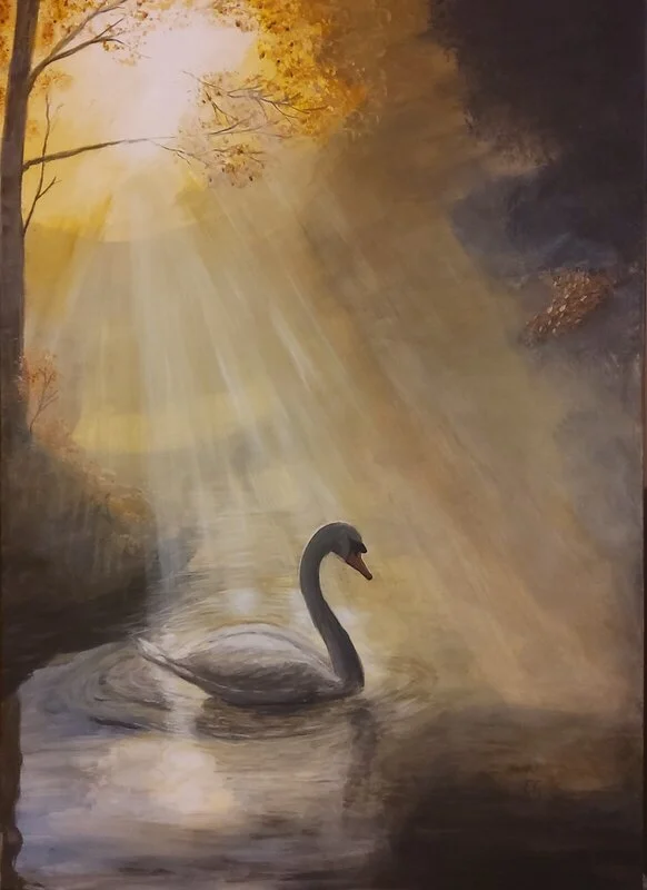 Akrylmålning Svanen av Eva Garami