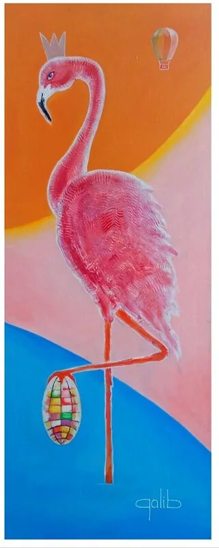 Akrylmålning Flamingo av Dunya Muradova