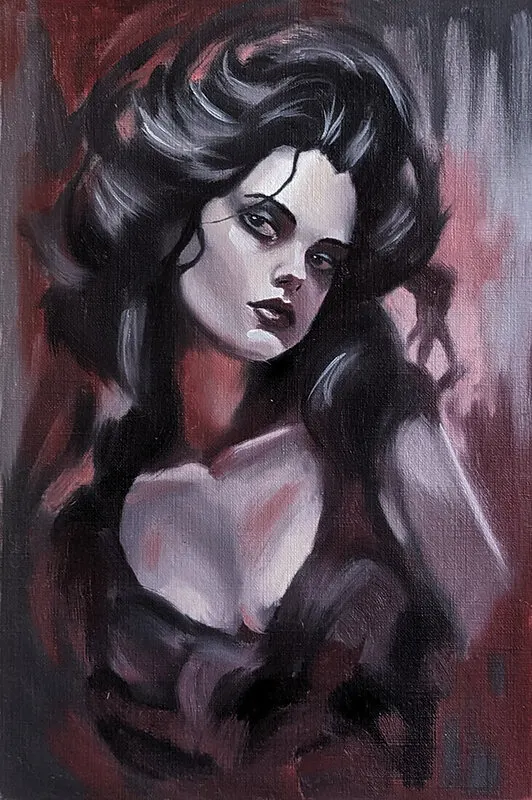 Oljemålning Black Dahlia av Sanna Persson