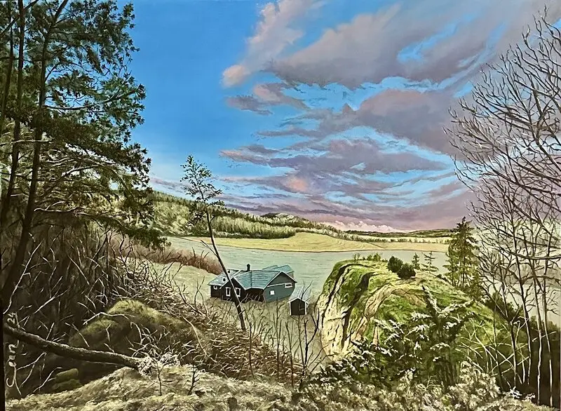 Oljemålning The cottage av Sean Aghili
