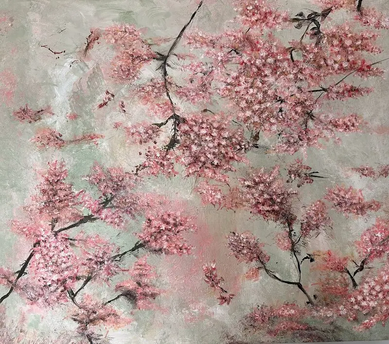Akrylmålning Cherry blossom av Madelene Löfholm