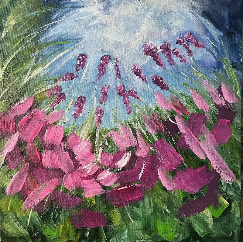 Akrylmålning Vårblommor av Mariella Ohlson