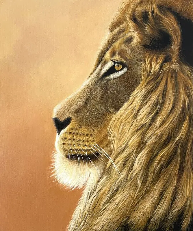 Akrylmålning Lejon av Karin Wass