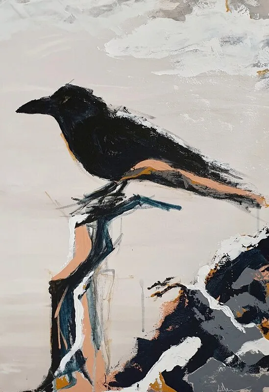 Akrylmålning Korpen av Linda Melchander