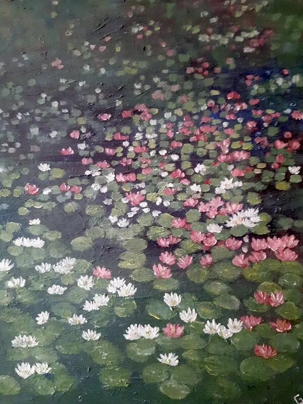 Oljemålning Dammen av Gunilla Abrahamsson