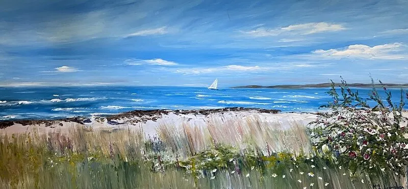 Akrylmålning Sommar i Roslagen av Marie-Louise Ljungberg