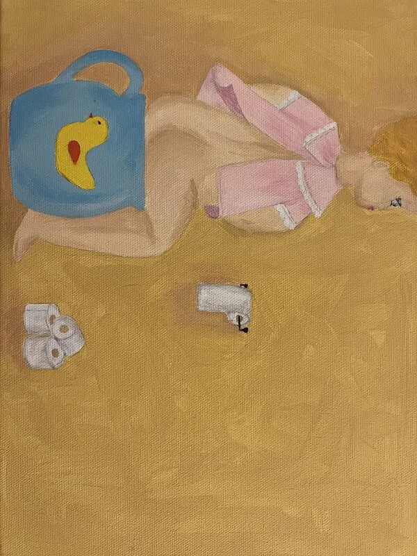 Akrylmålning På pottan av Sofie Levin