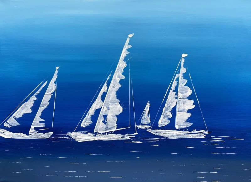 Akrylmålning Race of yachts av Lasse Horgen