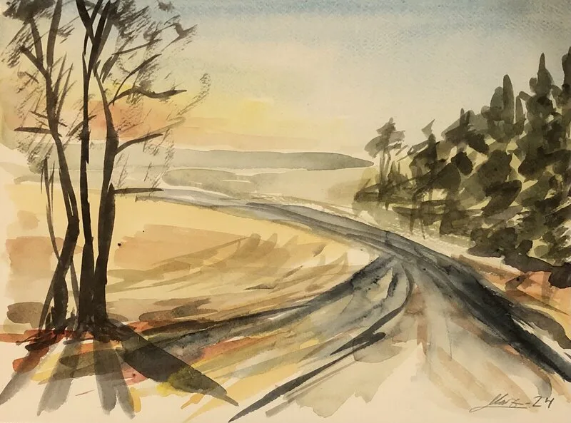 Akvarell Kvällsljus av Martin Persson