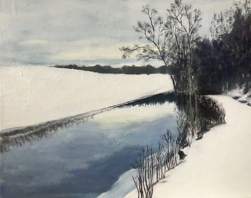 Oljemålning Valboån av Filippa Andersson