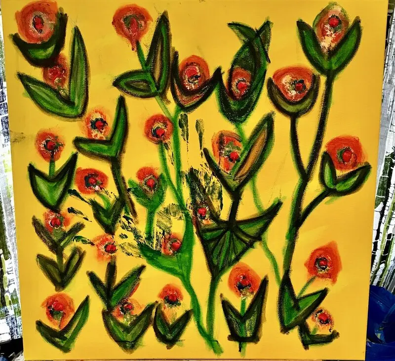 Gult med blommor. av Jimmy Ginsby