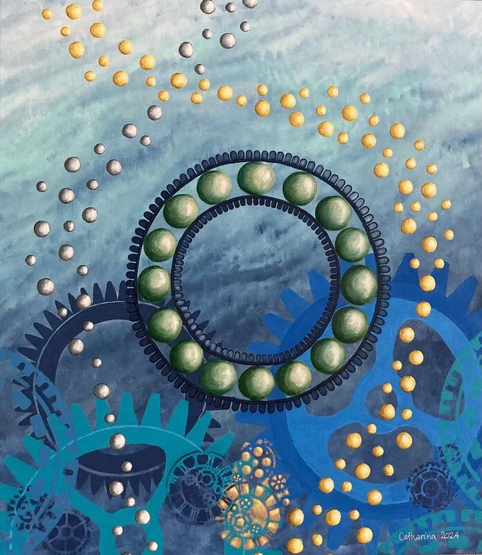 Akrylmålning The magic wheel av Catharina Johansson Söderström