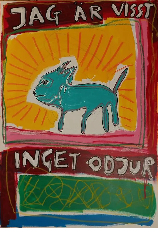 Akrylmålning Jag är visst inget odjur av Mikael Jonsson