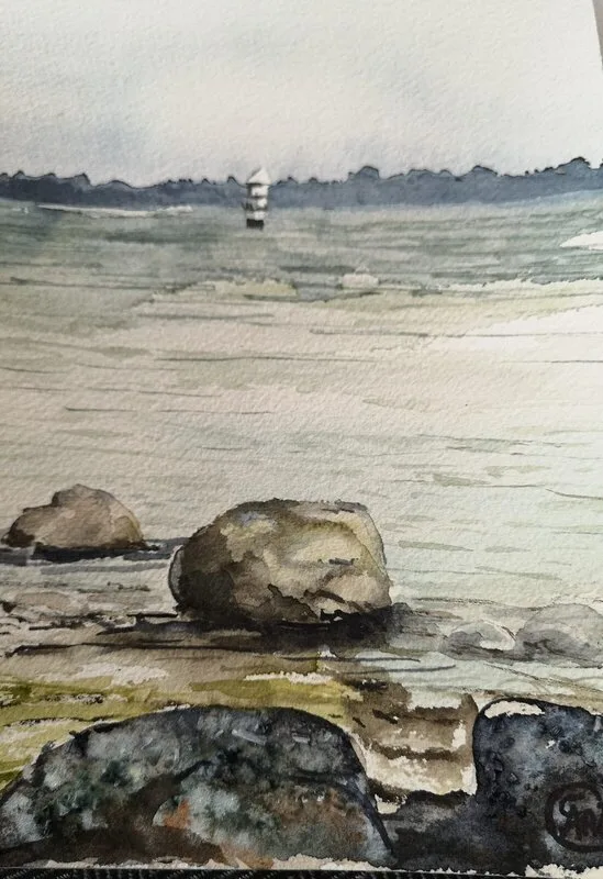 Akvarell Svinö av Åsa Andersson