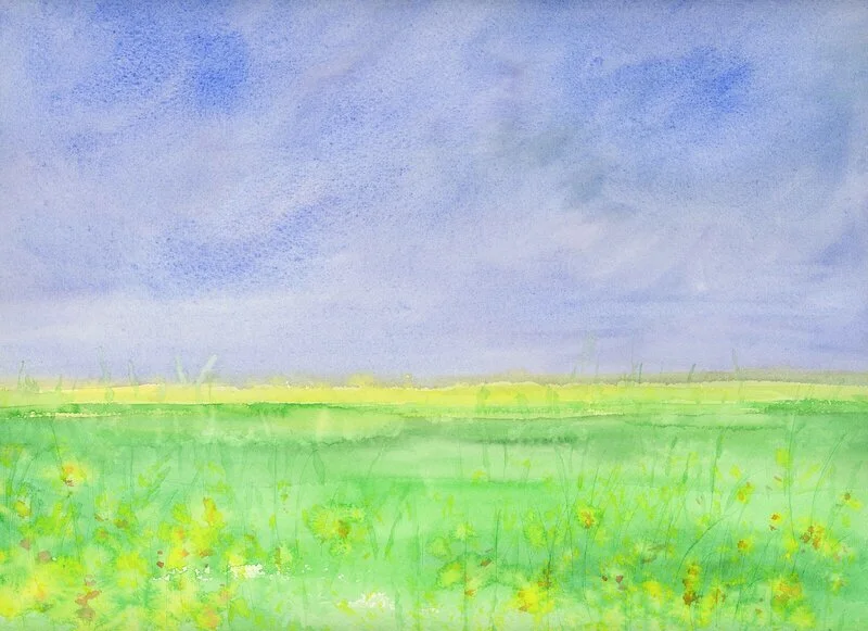 Akvarell Sunny field av Weiwei Fang