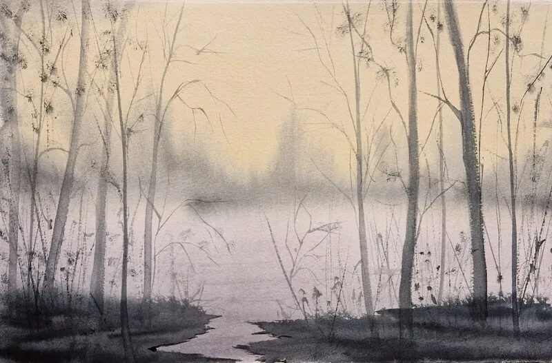 Akvarell The beginning av Marie-Louice Eriksson