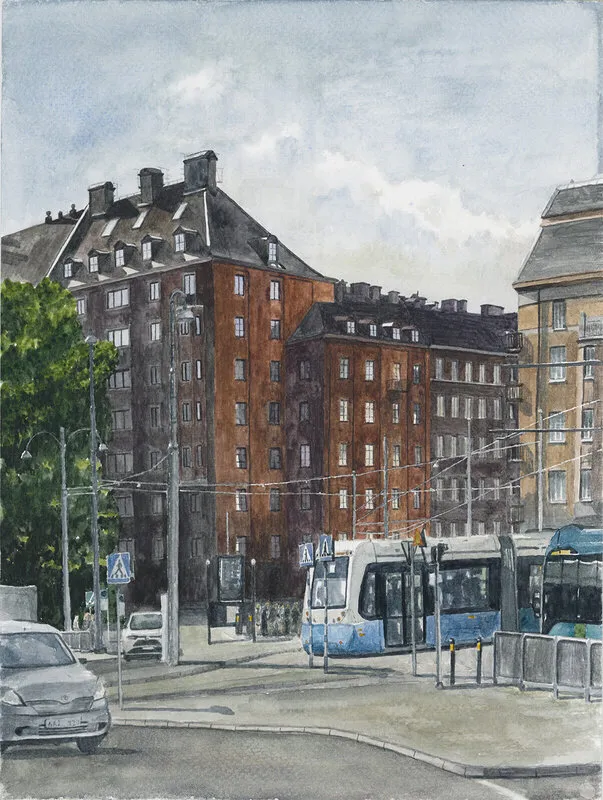 Akvarell Korsvägen av Jakub Maliborski