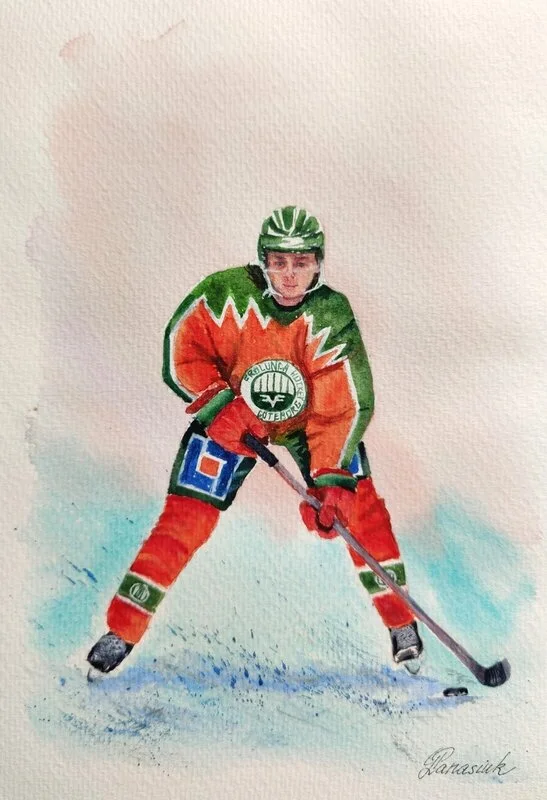 Akvarell Frölunda av Liudmyla Panasiuk