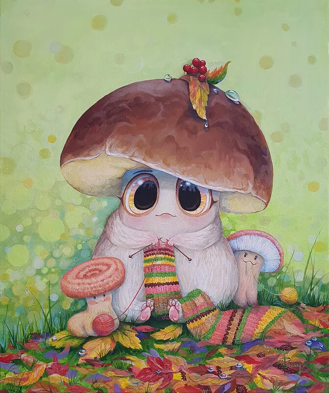 Akrylmålning Mushroom life av Aleksandra Paranchenko
