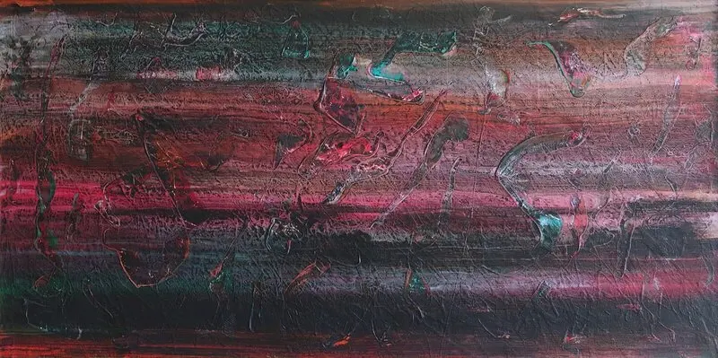 Akrylmålning Jurassic av Leif Rosendal