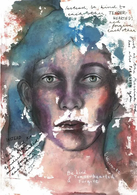 Akvarell Be kind av Louise Wincrantz