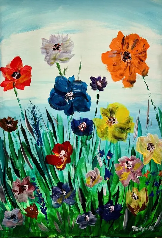 Akrylmålning Summer meadow av Tetyana Uhlin