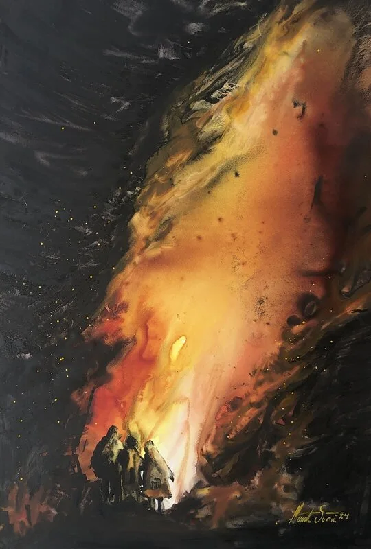 Akvarell Valborg (målat på stenpapper) av Märith Sovin