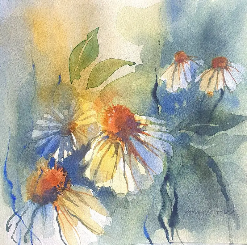 Akvarell Blomster av Jenny Övrebö