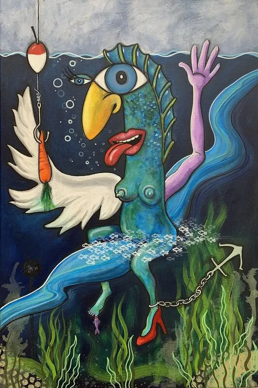 Akrylmålning Ride the wave av Jenny ’Blue’ Johansson