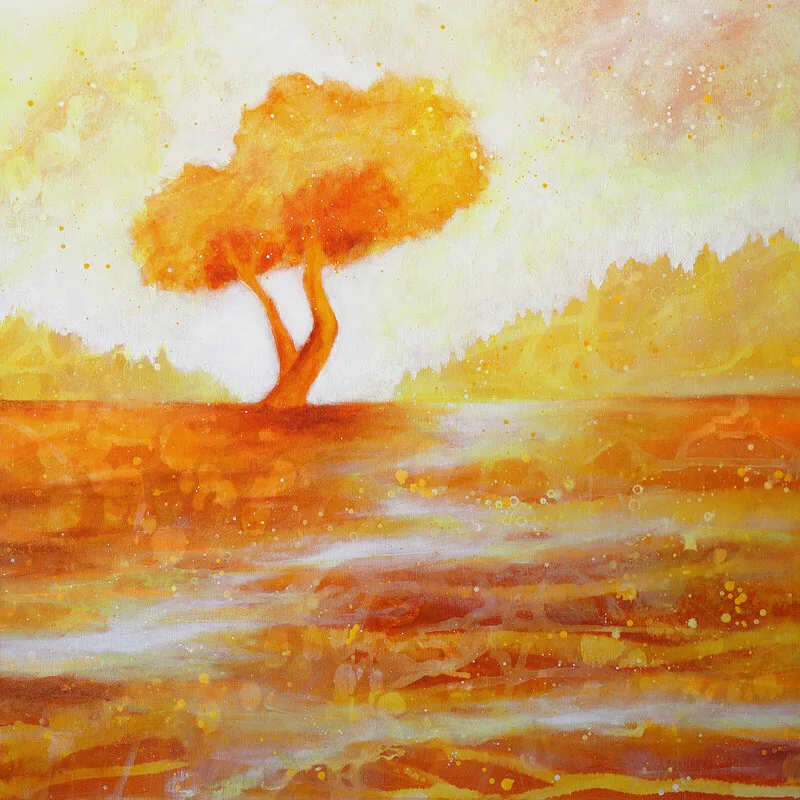 Akrylmålning Guldljus av Ania Witwitzka