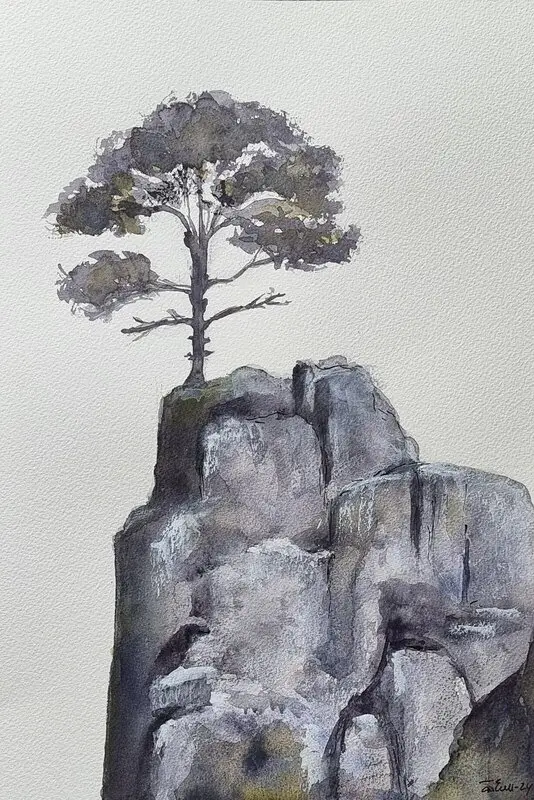 Akvarell Living on the edge... av Åsa Edlund