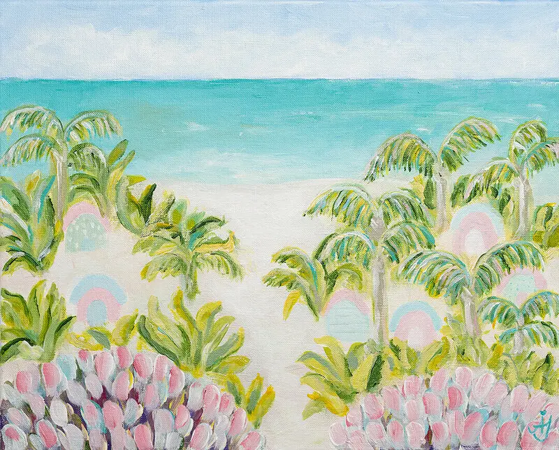 Akrylmålning Coconut Beach av Åsa Jäderlund