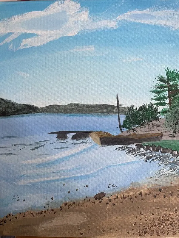 Akrylmålning Strandön av Leonora Hansson