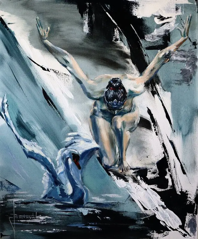 Oljemålning Zeus och Leda av Igor Fominykh