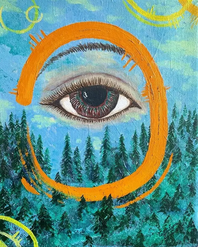 Akrylmålning Eye n’ I av Cecilia Eyvaa Olsson