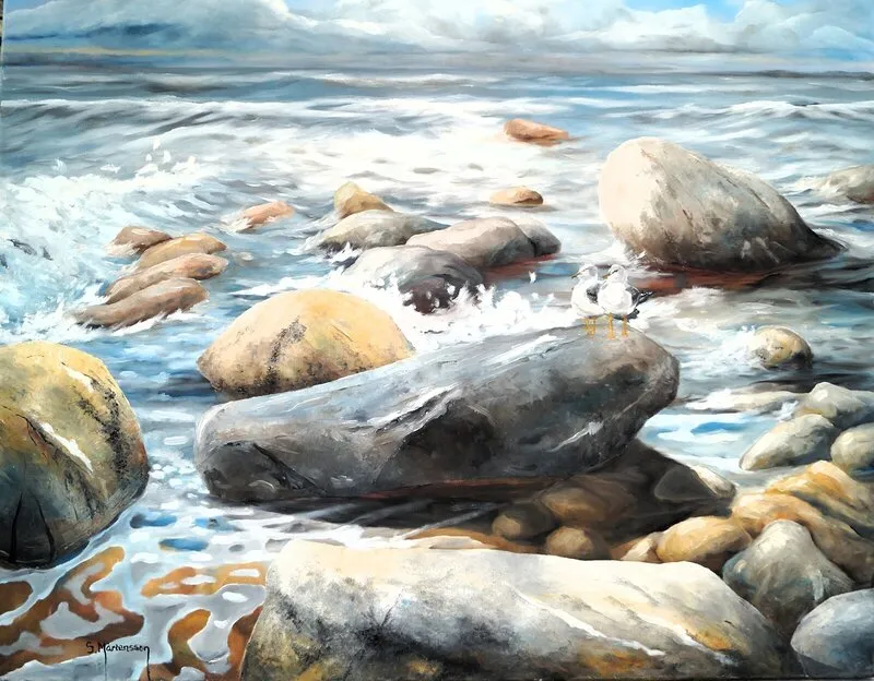 Oljemålning Stenar i Smygehamn av Stefan Mårtensson