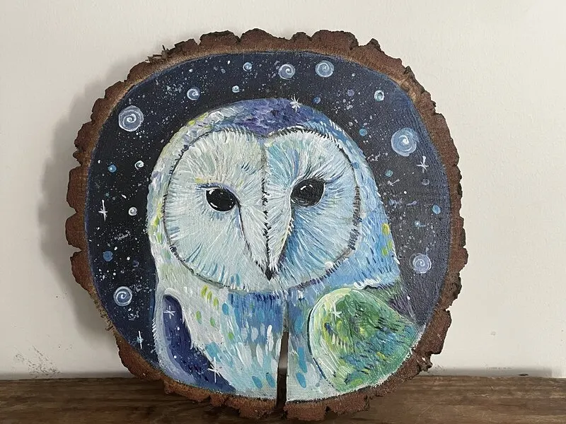 Akrylmålning Vit uggla av Ewelina Hanc-Krenska