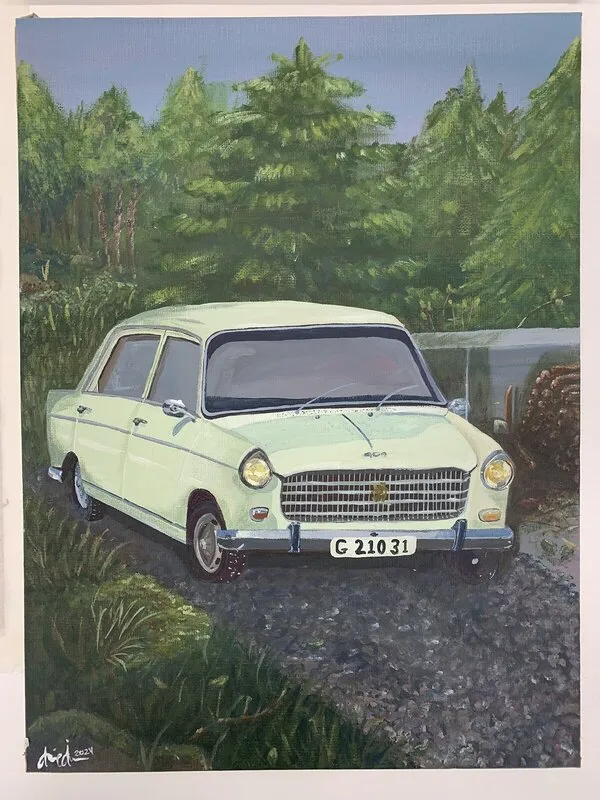 Akrylmålning Nostalgisk bil av Annie Åkesson