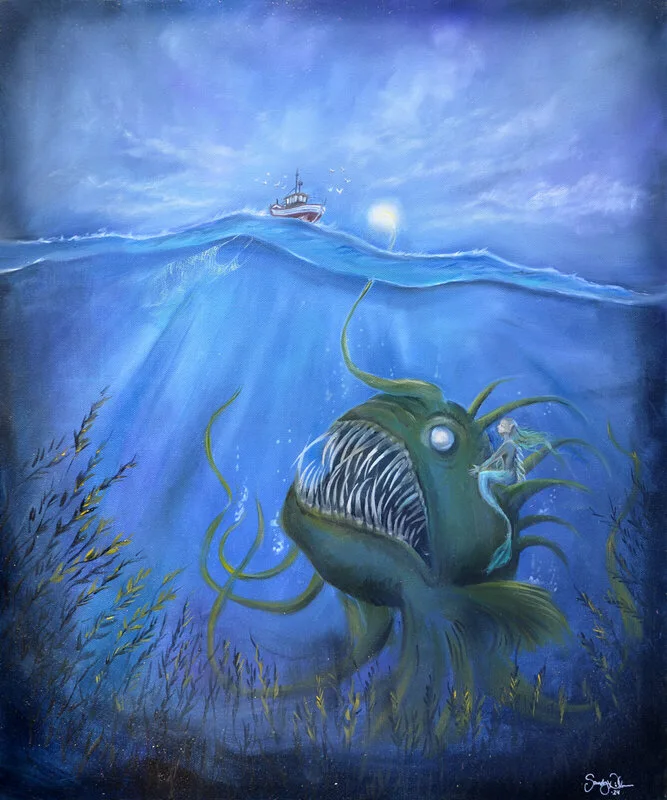 Oljemålning Hennes djup av Sandy Nilsson