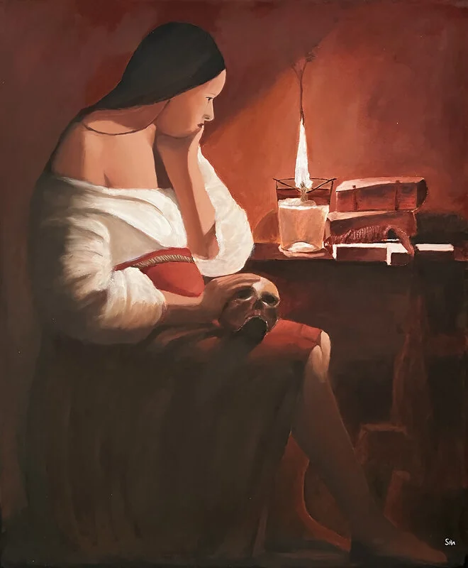Oljemålning Magdalene with the smoking flame av Sonny Andersson