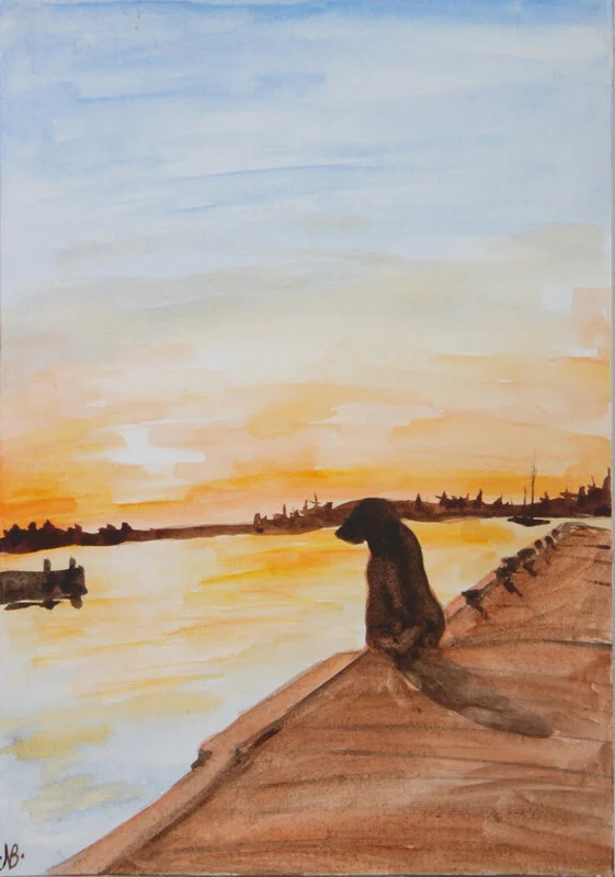 Akvarell Del 4 i "sandhamnserien" av Nova Blomberg