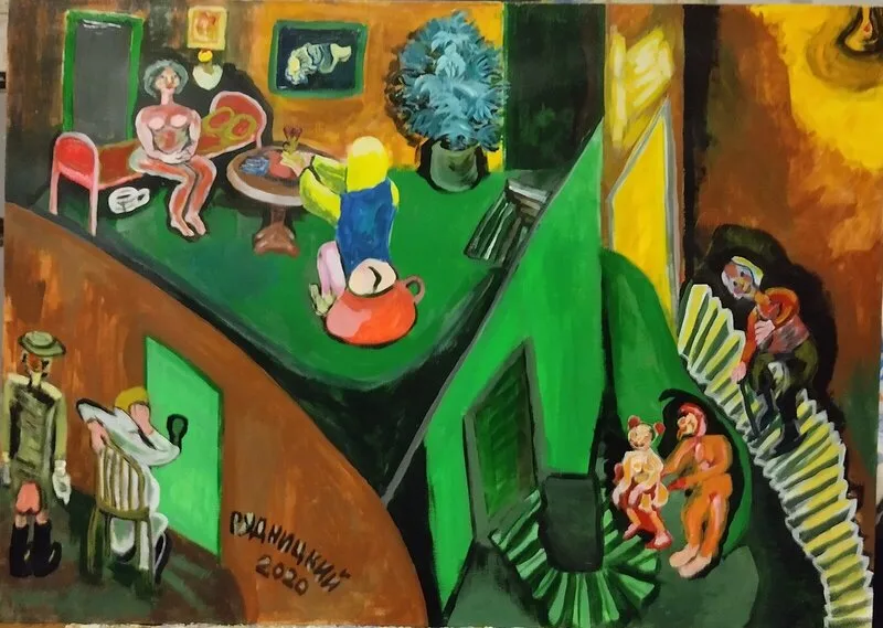 Akrylmålning Sonja och Raskolnikov av Aminazin Van-Gogin