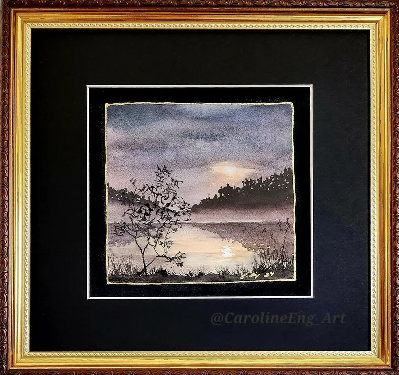 Akvarell Fullmåne I av Caroline Eng