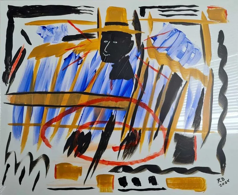 Akrylmålning Sorterar hårddisken av Rolf Brobeck