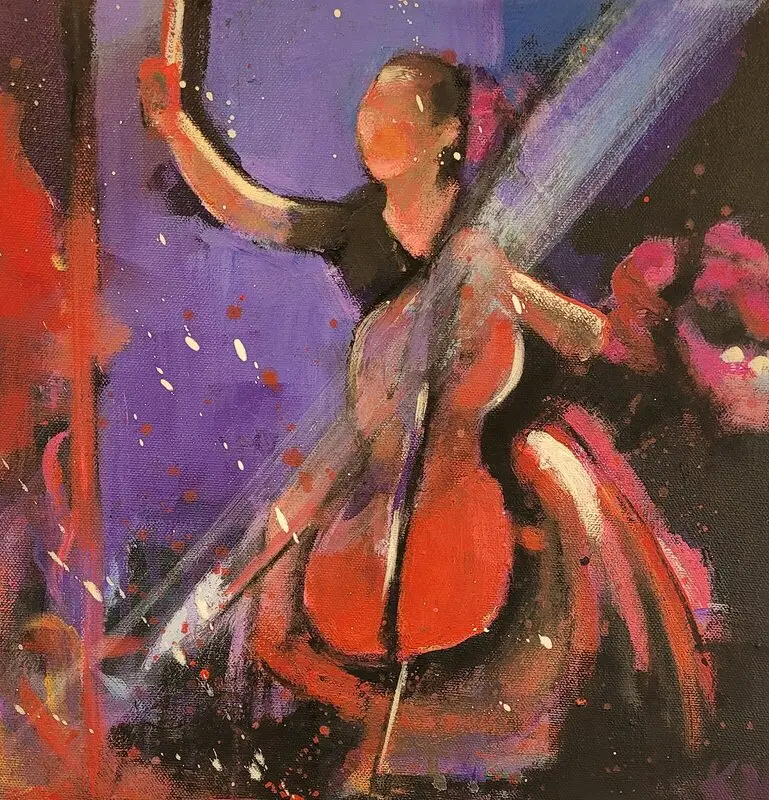 Akrylmålning Cello-solo av Kicki Widén