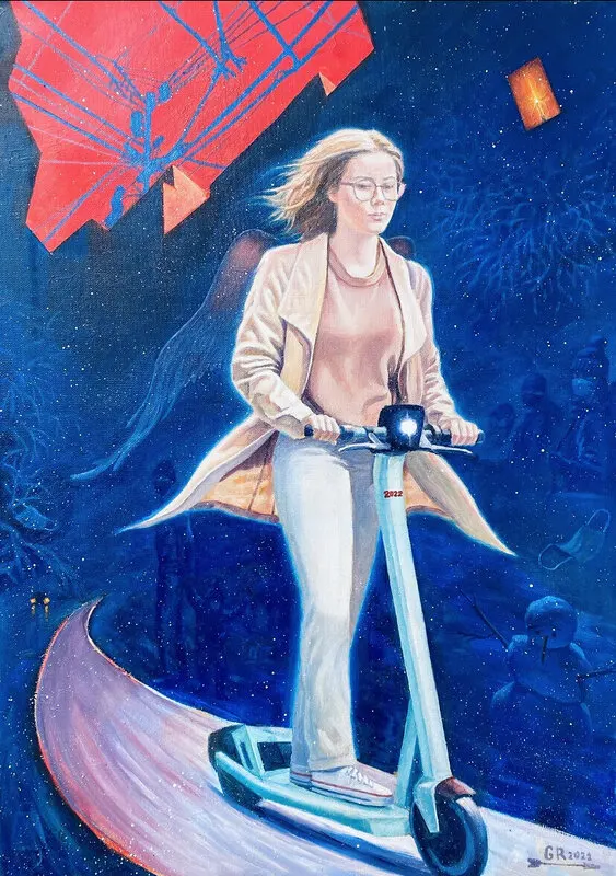 Ängel på sparkcykel. av Ramz Gadzh