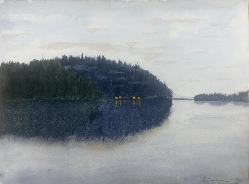 Akvarell Sommarnatt av Bertil Sparr