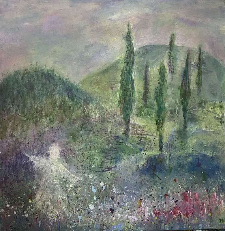 Akrylmålning I am free av Kirsi Li Wahlström