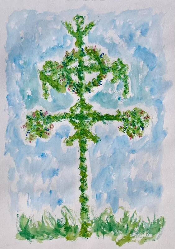 Akvarell Midsommarstång av Linda Abrahamsson La Arts Sweden