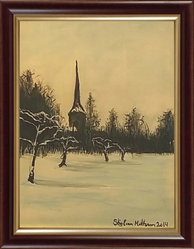Oljemålning Öster Haninge kyrka av Stig-Ivan Mattsson